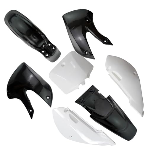 Black + White Plastics Fender Kit For KLX 110 KX65 125cc 150cc Dirt PIt Bike