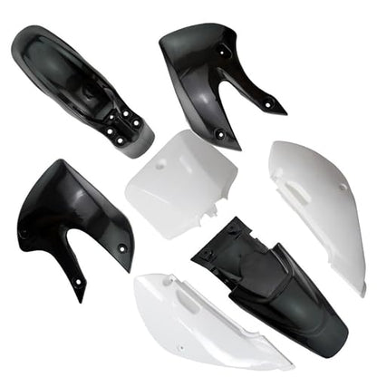 Black + White Plastics Fender Kit For KLX 110 KX65 125cc 150cc Dirt PIt Bike