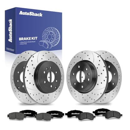AutoShack Front & Rear E-Coated Rotors & Premium Pads for GMC Acadia 2016 - style: ShadowGuard & Premium Pad