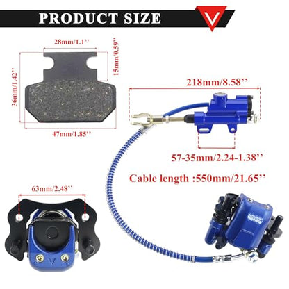 PRO BAT Rear Brake Master Cylinder Caliper With Brake Pad Assembly - color: Blue