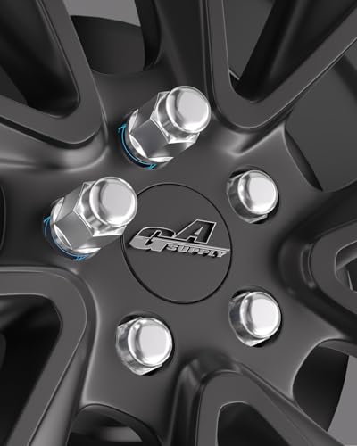 GAsupply 4pcs 1/2x20 Lug Nuts Chrome, 1.38" Tall 3/4" 19mm Hex Cone Seat - color: Silver, size: 1/2"-20, style: 4 Pack