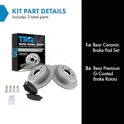 TRQ Rear Brake Pad and Rotor Set Ceramic Solid G Coated Rotors - style: BKA14745