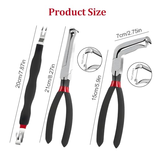 3PCS Electrical Disconnect Pliers, Electrical Disconnect Pliers for Cars,Electrical Connector Separator, 37960, 37980,Automotive Fuel Line Disconnect Tools, Push Tab Plugs Style - style: Straight+60 Degree Pliers+Separator