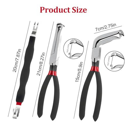 3PCS Electrical Disconnect Pliers, Electrical Disconnect Pliers for Cars,Electrical Connector Separator, 37960, 37980,Automotive Fuel Line Disconnect Tools, Push Tab Plugs Style - style: Straight+60 Degree Pliers+Separator