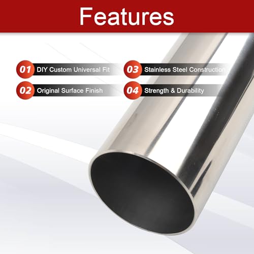 Stainless Steel 3'' Inch Straight DIY Custom Mandrel Exhaust Pipe - size: 3 Inch-1PC