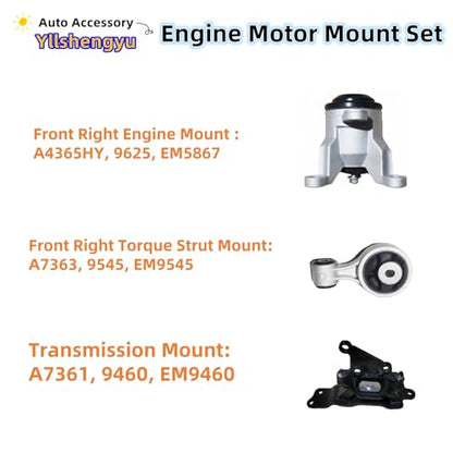 Engine Motor Transmission Mount Kit for Nissan Altima 2007-2012 - size: 2009-2014 Maxima V6 3.5L