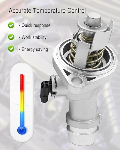 Engine Coolant Thermostat Housing Assembly Fit for Hyundai Elantra 2017-2020 Kona 2018-2021 Veloster 2019-2021 Replace 255002E085, Aluminum Alloy