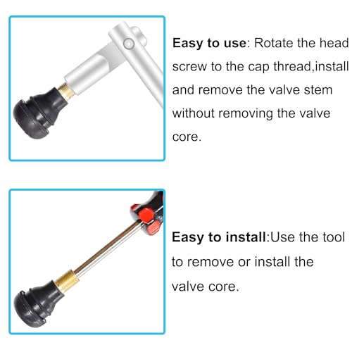 Tire Valve Stem Tool Puller and Installer Kit - 4PCS TR412, 4PCS TR413, 4PCS TR414 Snap-in Tire Valve Stem with Valve Cores, Single Head Valve Core Remover Installer Tool - size: 14PCS