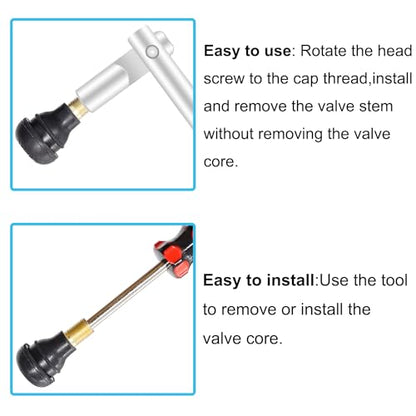 Tire Valve Stem Tool Puller and Installer Kit - 4PCS TR412, 4PCS TR413, 4PCS TR414 Snap-in Tire Valve Stem with Valve Cores, Single Head Valve Core Remover Installer Tool - size: 14PCS