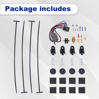 SSN 16" Electric Radiator Cooling Fan Thermostat Wiring Switch Relay Kit - color: Black, size: 16" With Thermostat
