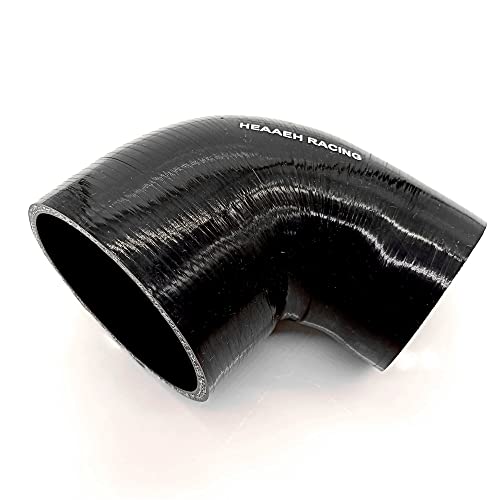 90 Degree ID 3 Inch to 3.5 Inch 4Ply Reducer Silicone Hose Black (76-89MM) - size: 76-89MM