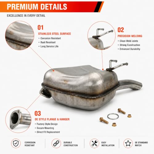22824 Left Rear Exhaust Muffler for 2016-2019 Honda Civic Sedan 1.5L E413H - size: Honda Civic Sedan 2016-2019 1.5L