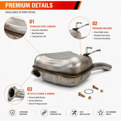 22824 Left Rear Exhaust Muffler for 2016-2019 Honda Civic Sedan 1.5L E413H - size: Honda Civic Sedan 2016-2019 1.5L