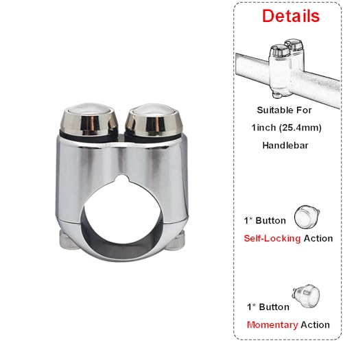 2 Buttons CNC Hand Control Momentary Switch Micro Switch - size: 1 Inch Chrome