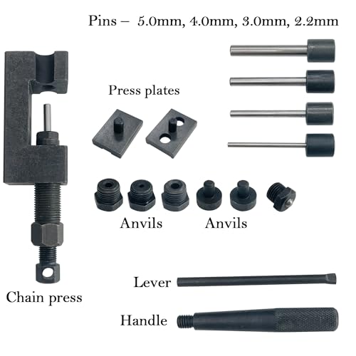 Motorcycle Chain Breaker Set, 16-Piece Chain Removal Tool Chain Cutter and Riveter Kit for Motorcycle ATV Bike Cam & 25 to 930 Chains