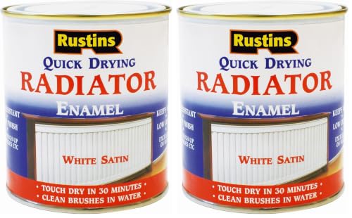 Rustins Quick Drying Radiator Enamel Satin 500ml (Pack of 2) - size: 16.9 Fl Oz (Pack of 2)