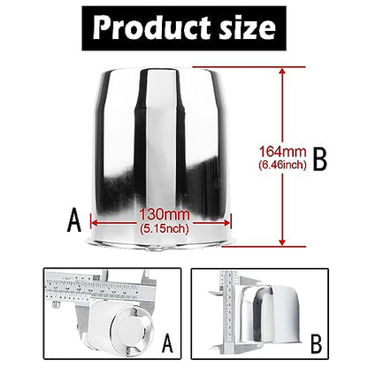 4Pcs 5.15" OD 6.42" H Push Through Trailer Wheel Center Cap for Rim - color: Chrome, size: 5.15" Hub 6.46" H
