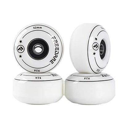 FREEDARE Skateboard Wheels 52mm and Bearings, Spacers Installed 92A for Street Tricks(Pack of 4) - color: white
