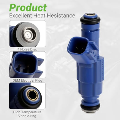 Fuel Injectors FJ930 Set of 4 Compatible with Ford Escape Focus Mercury Mariner L4 2.3L 2005 2006 2007 2008# Replace 3M6Z9F593BA 0280156162 3M6G-BA CM-5086 CM5086 - size: 930