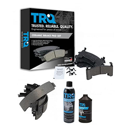 TRQ Front Ceramic Brake Pad & Rear Shoe Kit w/Chemicals - color: Ceramic, size: BFA12798