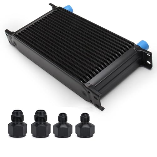 19 Row AN10 10AN Transmission Oil Cooler Kit Stacked Plate With 6AN 8AN Adapter Universal Engine Transmission British Radiator Oil Cooler Condenser Aluminium Alloy Black - size: 19 row
