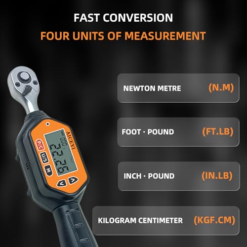 1/4-Inch Drive Digital Torque Wrench,22.12 Ft.l bs/0.9-30Nm, Adjustable Electronic Torque Wrench Set with ±2% Accuracy, Buzzer and LED Flash Notification - size: 1/4-30 Nm