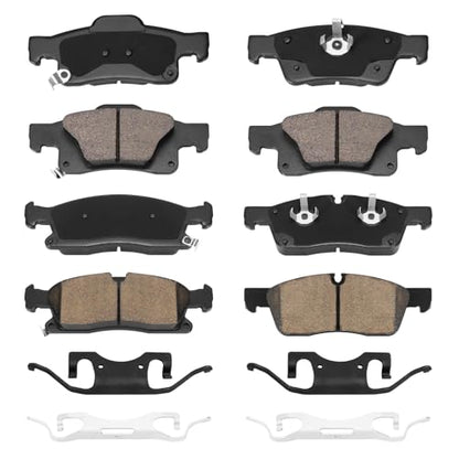 Front & Rear Ceramic Brake Pads Set with Hardware for 2011-2020 Dodge Durango & 2011-2016 Jeep Grand Cherokee - style: HZ1455+HZ1498