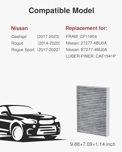 Puroma Cabin Air Filter Activated Carbon for CF11854 CAF1941P Nissan Rogue - style: CAF854S