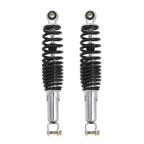 Minho Motorcycle Dual Rear Shock Absorbers with Adjustable Spring Preload in Heavy Iron Material Compatible with Chinese GY6 Scooter Mopeds Taotao Tank Jonway Roketa,290MM Length,10MM Mounting Hole - size: 290mm