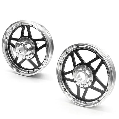 TREAL Losi Promoto MX Front and Rear Wheels(2P), CNC Machined Aluminum w Carbon Rims for Losi 1/4 FXR Motorcycle(Silver) - color: silver