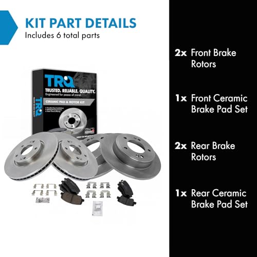 TRQ Front and Rear Ceramic Brake Pad and Rotor Set - style: BKA12035