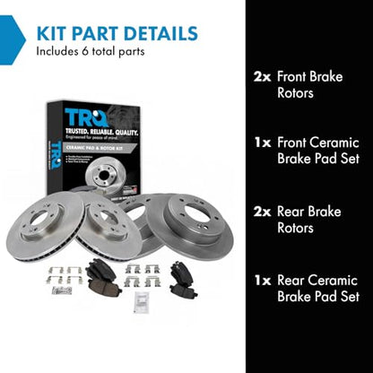 TRQ Front and Rear Ceramic Brake Pad and Rotor Set - style: BKA12035