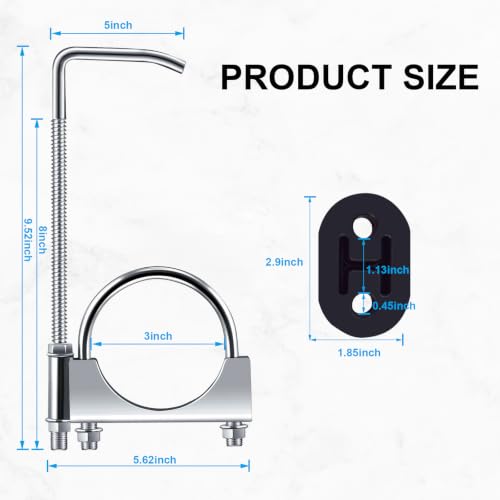 304 스테인리스 스틸 7.6cm(3인치) 배기 행거, 머플러 행거(7.6cm(3인치) 2개 - size: 2 Pieces 3 Inch