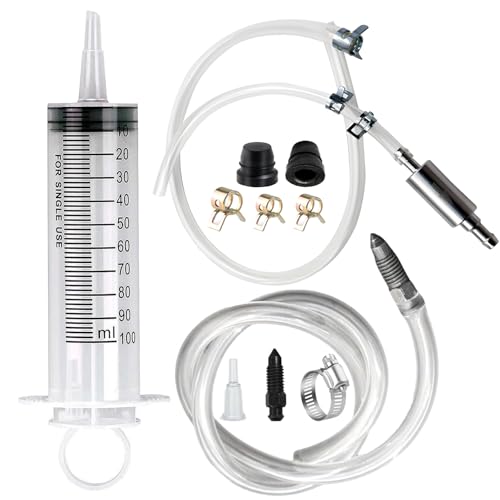 Brake Bleed & Hydraulic Disc Clutches Bleeding Kit, with 100ml Syringe, Hose, One Way Check Valve Tube Bleeding Tool, Spring Clamps for for Motorcycle Cars Brake System Repair Maintenance (HDBBK-C)