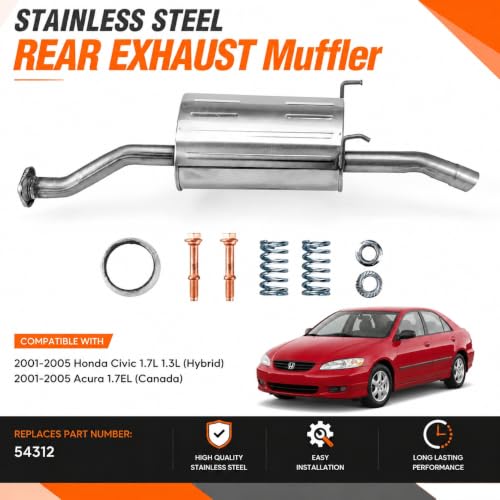54312 Rear Exhaust Muffler for 2001-2005 Honda Civic/Acura 1.7EL HC07 - size: 2001-2005 civic 2001-2005 Acura