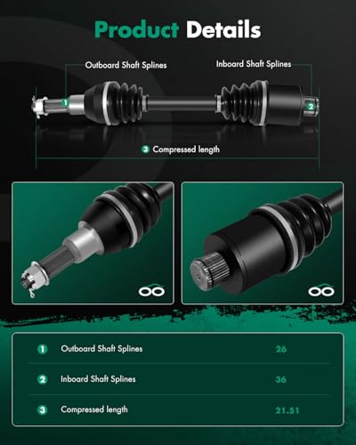 SCITOO Rear CV Axle Shaft Assembly Fit for Yamaha Grizzly 550 2009-2014 - size: Rear Left Right