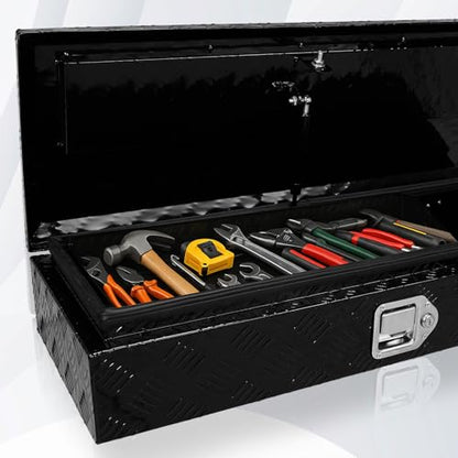 34.5 Inch Aluminum Truck Bed Tool Box with Lock - color: Black, size: 34.5"