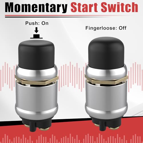BFXM 2 PCS Push Button Starter Switch, 12V 50A Momentary Push Button Switch - color: black-2