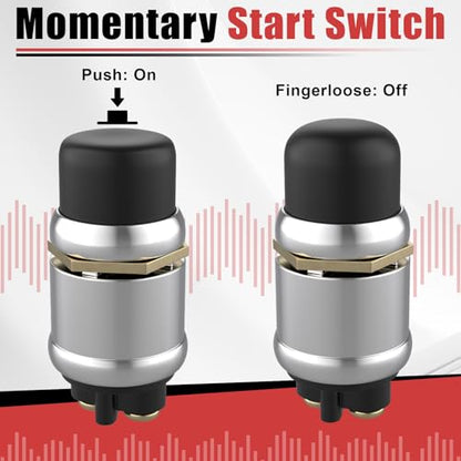 BFXM 2 PCS Push Button Starter Switch, 12V 50A Momentary Push Button Switch - color: black-2