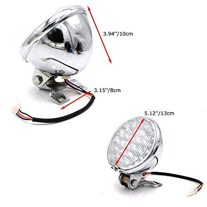 0014 5'' 12v LED Metal Motorcycle High/Low Beam Bulb Headight for Chopper Bobber Cruiser Chrome - color: chrome