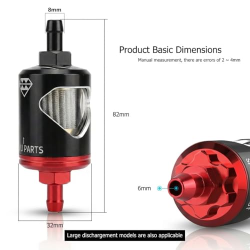 1/4 inch 8mm Fuel Filter Inline with Clear View Glass Gas Hose