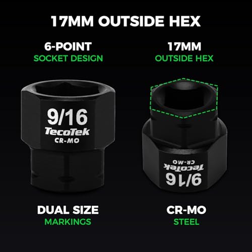 TecoTek 10-Piece 3/8-Inch Drive SAE Low Profile Impact Socket Set, Stubby Socket Set, 1/4"-3/4", 6 Point, Cr-Mo, Shorter Socket for Tight Areas - size: 1/4" - 3/4"(3/8" Dr.)