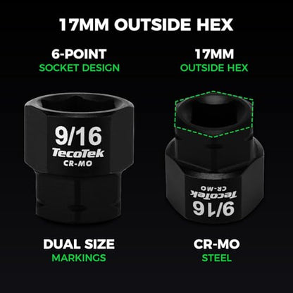 TecoTek 10-Piece 3/8-Inch Drive SAE Low Profile Impact Socket Set, Stubby Socket Set, 1/4"-3/4", 6 Point, Cr-Mo, Shorter Socket for Tight Areas - size: 1/4" - 3/4"(3/8" Dr.)