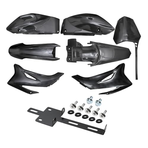 7pcs Blck Complete Plastics Fender Kit Fairing Body Work Kit+ Front Fender Bracket For Motorcycle Dirt Pit Bike TTR110 TTR110E TTR 110 SSR125TR SSR SDG 140cc 150cc 160cc 170cc (Black) - color: Black