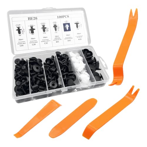LAINLOY 100PCS Plastic Car Body Trim Clip with Tool, Car Bumper Clip,Yellow - size: 100PCS&Yellow