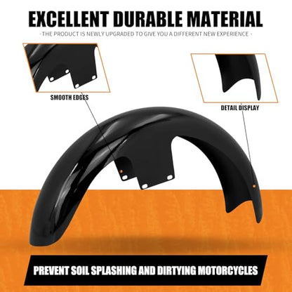 21 inch Front Fender Mudguard Fit for Harley Touring Road King FLHR Electra Glide FLHT Street Glide FLHX CVO Road Glide Custom Baggers Gloss Black - style: Gloss Black 21inch 1996-2023