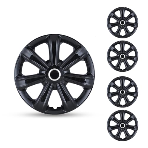 ROXX Black Lacquer Hubcaps Wheel Covers, Universal Wheel Covers Guards - color: 5088(Black Lacquer), size: 14 INCH