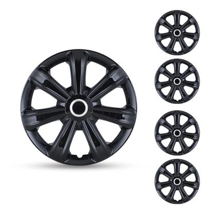 ROXX Black Lacquer Hubcaps Wheel Covers, Universal Wheel Covers Guards - color: 5088(Black Lacquer), size: 14 INCH