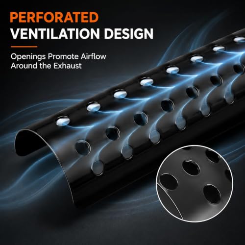 PSLER Motorcycle Exhaust Heat Shield with Stainless Steel Clamps, 9" Black