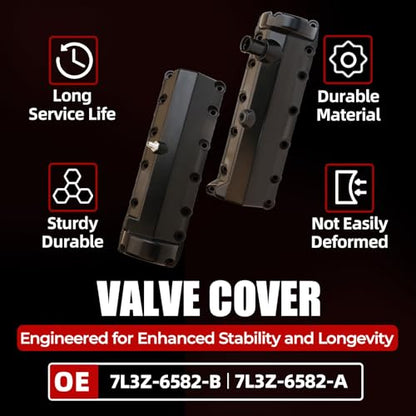MITZONE Aluminum Engine Valve Cover Set Compatible with 1997-2004 Ford E-150 E-250 E-350 Expedition 5.4L V8 SOHC - size: Right Side & Left Side
